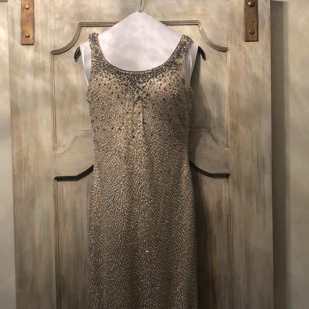 Bronze w/ pewter beading. Mother of Groom gown